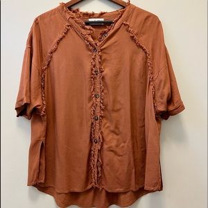 CJLA Alice top with fringe, Sz.S Color Brick